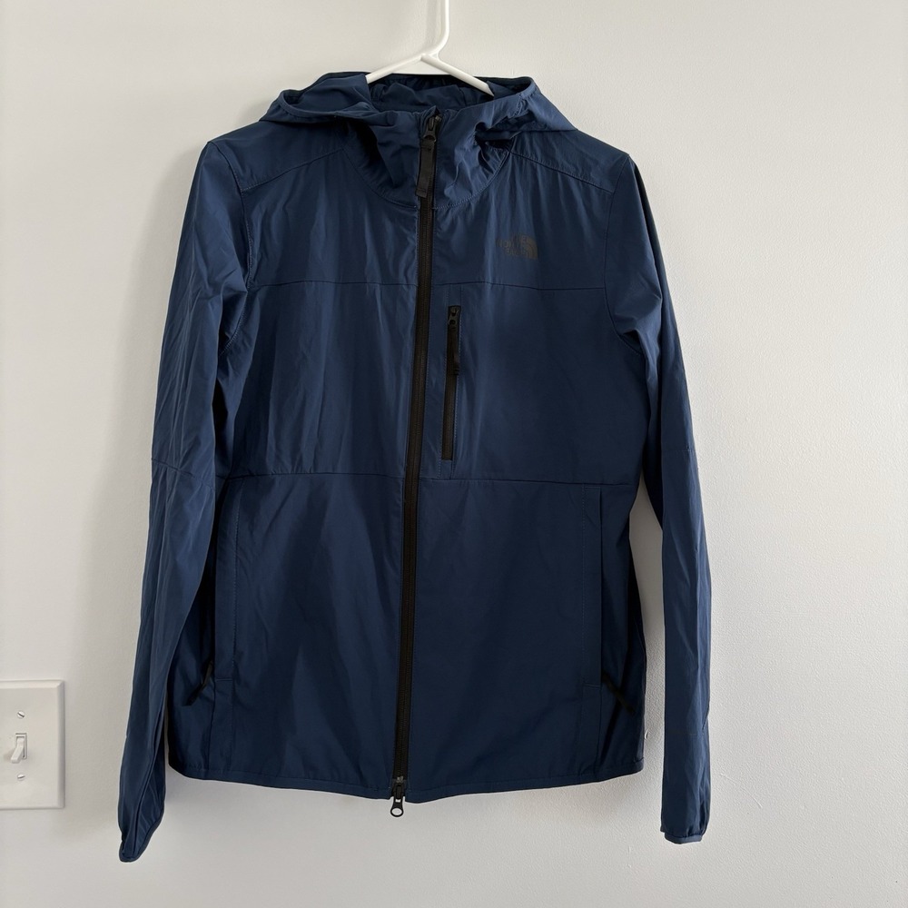 The North Face Women's FullZip‎ Hooded Navy Blue Windbreaker Rain Jacket Size M